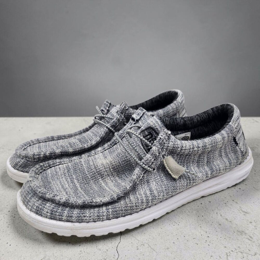 Hey Dude Wally Stretch Mix Shoes Mens 12 Gray Knit Lightweight Boho Gorpcore